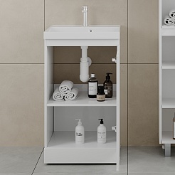 Style Line Тумба с раковиной Батлер 50 белая Люкс антискрейтч Plus – фотография-4